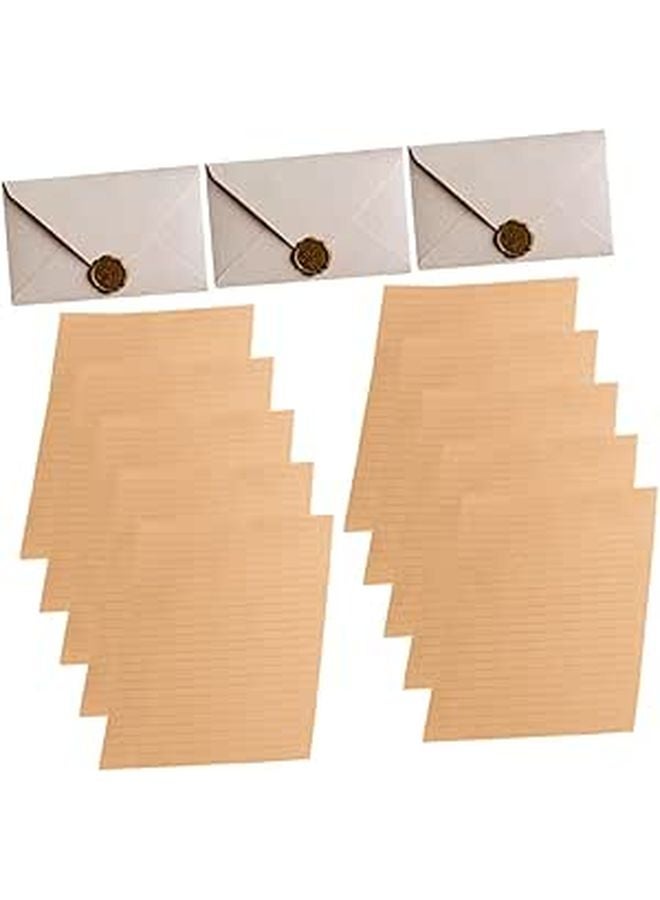 Vintage Craft Paper Letter Set With Envelopes For Invitations Writing Stationery - Image 1
