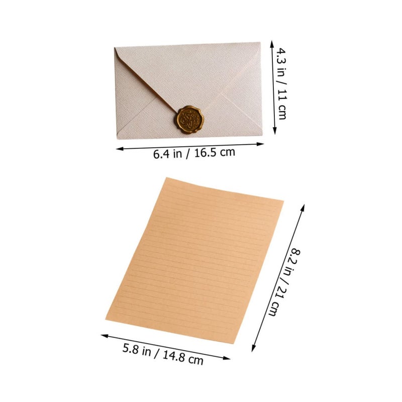 Vintage Craft Paper Letter Set With Envelopes For Invitations Writing Stationery - Image 3