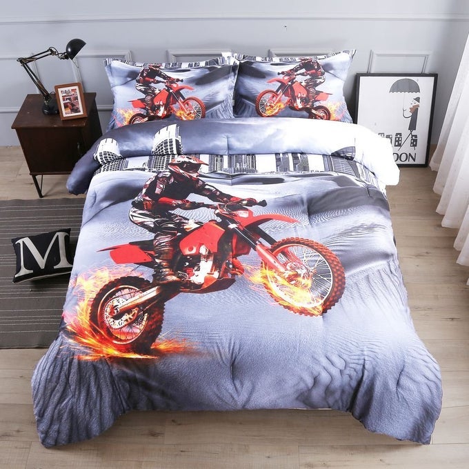 DIRT BIKE COMFORTER SETS TWIN SIZE RACING MOTOCROSS SPORTS EXTREME THEME BEDDING SETS FOR BOYS