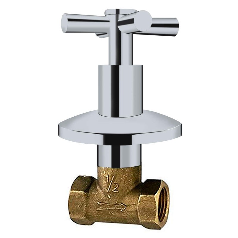 Earl Diamond Concealed Brass 1/2-Inch IPS or G1/2 Water Shower Home Plumbing Shut Off Flow Control Valve Straight Replacement Part with Cross Handle (1Pack)