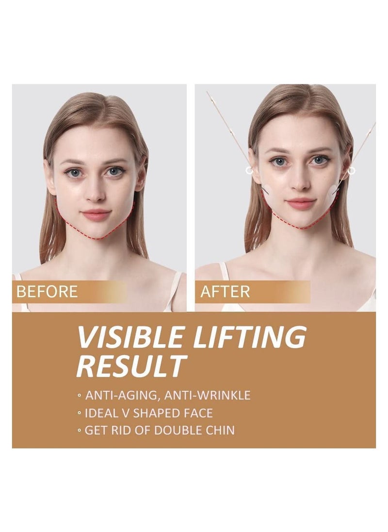 20PCS Face Lift Sticker With Fixed Rope,Instant V-Shape Facelift Bands,Face Lifting Tapes Double Chin Reducer Face Wrinkle Patches