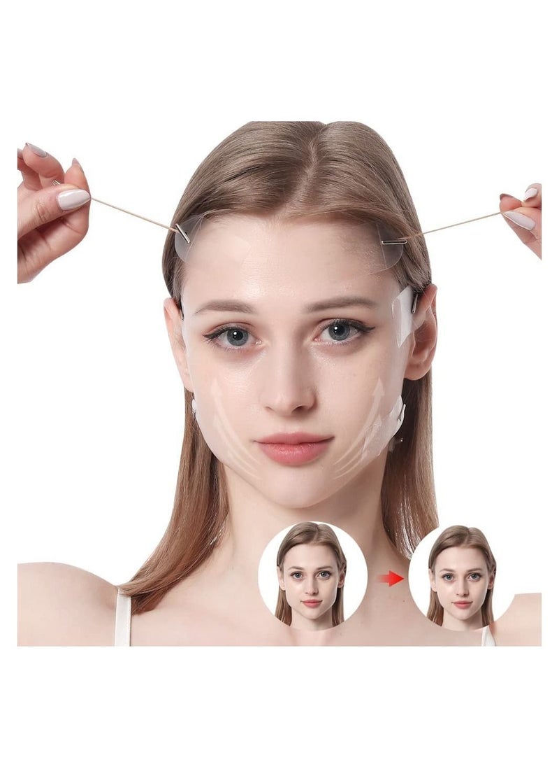 20PCS Face Lift Sticker With Fixed Rope,Instant V-Shape Facelift Bands,Face Lifting Tapes Double Chin Reducer Face Wrinkle Patches