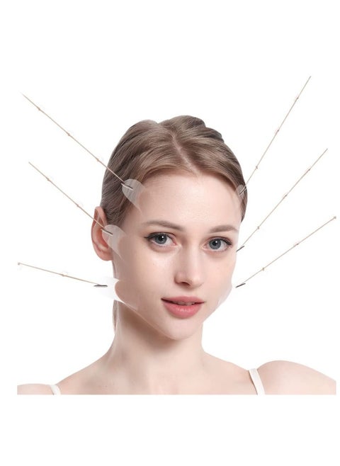 20PCS Face Lift Sticker With Fixed Rope,Instant V-Shape Facelift Bands,Face Lifting Tapes Double Chin Reducer Face Wrinkle Patches