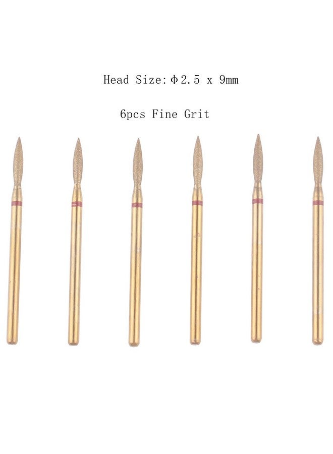 MZCMSL Flame Cuticle Drill Bit Set with Case, 6pcs Pro Diamond Nail Bits for Nail Salon Manicure (Fine) - Image 2