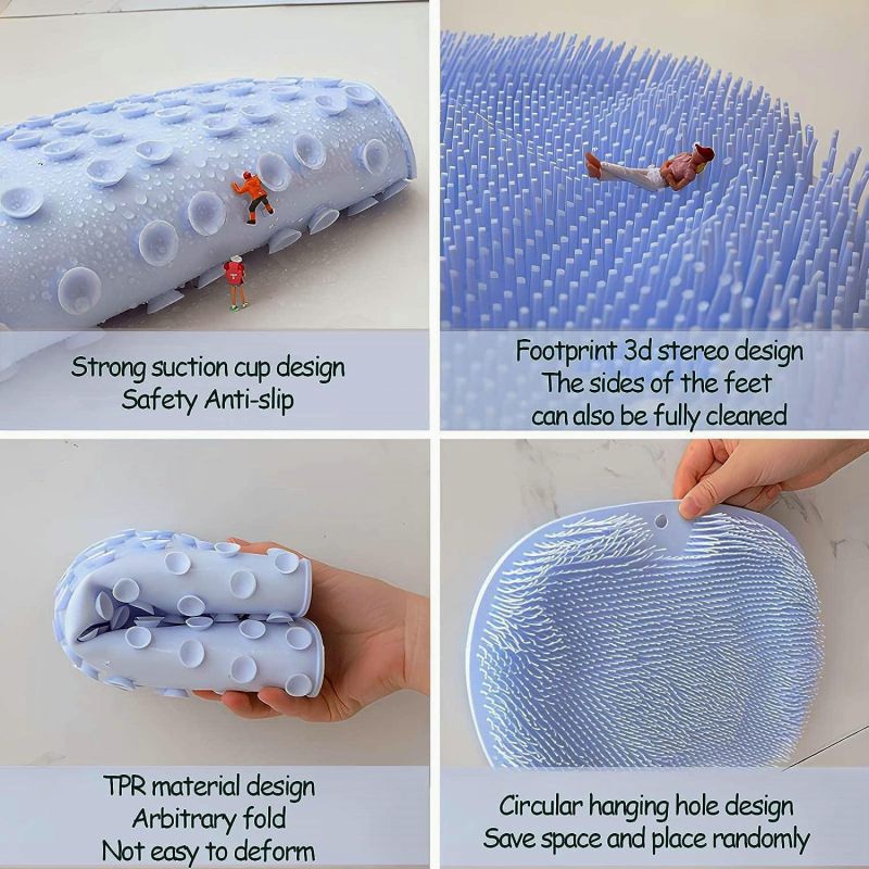 Foot Scrubber Mat 11.8 X 9 X 1.1Inch Pink + Blue Ultimate Foot Spa Experience - Over 1000 Massage Bristles Shower Foot Mat for Bathroom Home Shower, Athletes, Kids and Elders - Image 5