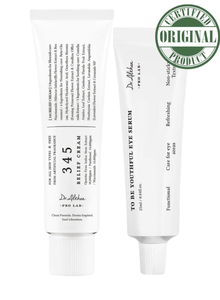 Dr.althea Under-Eye Dark Circles, Puffiness & Sensitive Skin Solution – Dr. Althea 345 Relief Cream & To Be Youthful Eye Serum Firming & Soothing Set - Image 1