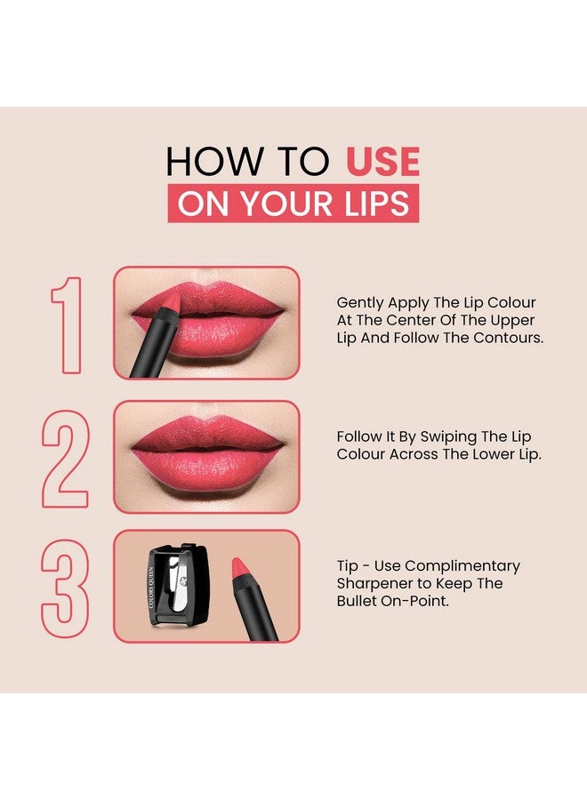 كولورز كوين أحمر شفاه Color It All Non Transfer Lip Crayon من Colors Queen مع مبراة | أحمر شفاه بلون مطفي يدوم طويلاً | أحمر شفاه مقاوم للتلطخ والتقبيل للنساء (09 - Rouge، 3.5 جم) - Image 5