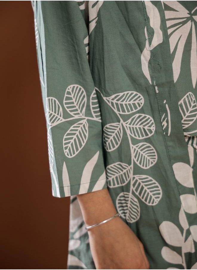sanskrutihomes Floral Printed Top with Robe and Pyjama Set by Styli  - Image 5