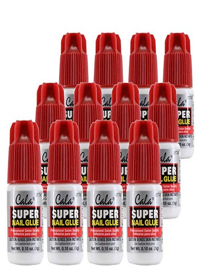 CALA Super Nail Glue Professional Salon Quality ; Quick And Strong Nail Liquid Adhesive (12 Bottles)  - Image 1