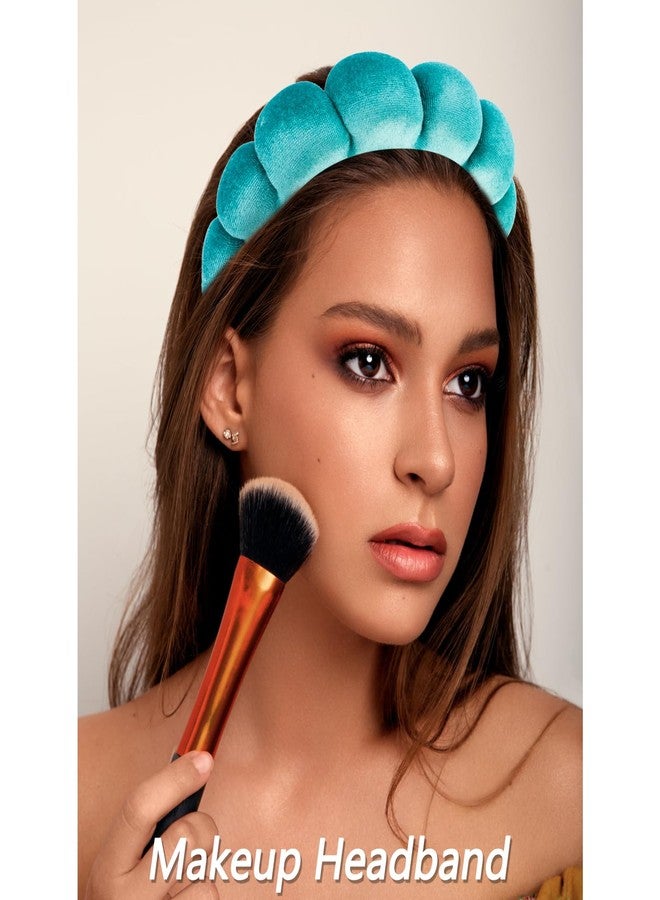 VELSCRUN Spa Headband, Makeup Face Wash Skincare Headbands, 5 Pcs Green Colorful Sponge Bow Tie Get Ready HairBand Facial Wristband Hair Clips Set, Stuff for Teen Girls Women Trendy Hair Accessories - Image 3