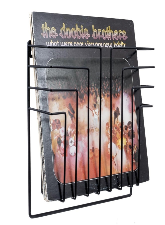MyGift Wall Mounted Black Metal Wire Vinyl Records Storage Basket, Modern Geometric Design Hanging LP Record Holder Rack, Floating Retro Music Album Cover Shelf - Image 1