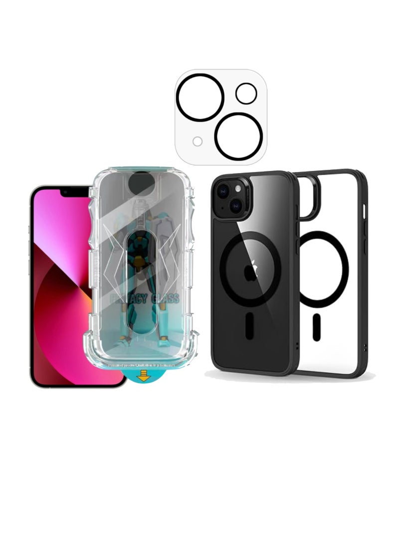 DIGI CORE - iPhone 15 Magsafe Case With Camera Lens For iPhone 15 Privacy Screen Protector 6.1 Inch Easy Installation Kit Auto Alignment 9H Hard 99.99% HD Clear Bubble Free Anti Spy - Image 1