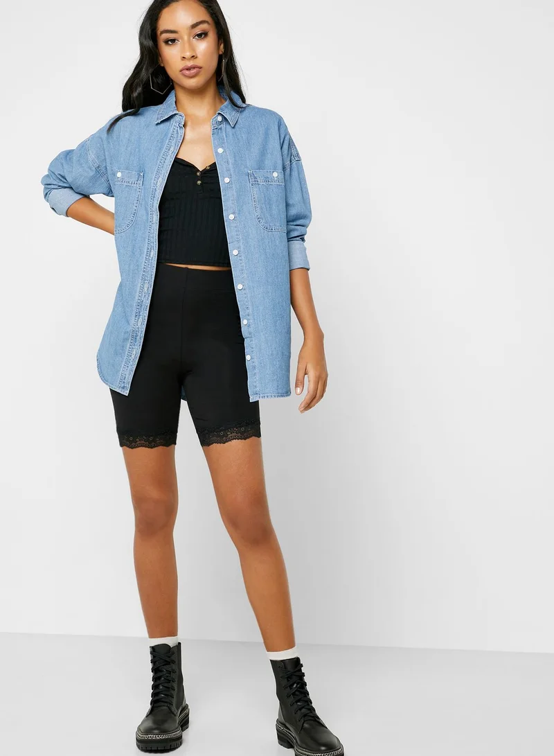FOREVER 21 Lace Trim Cycling Shorts