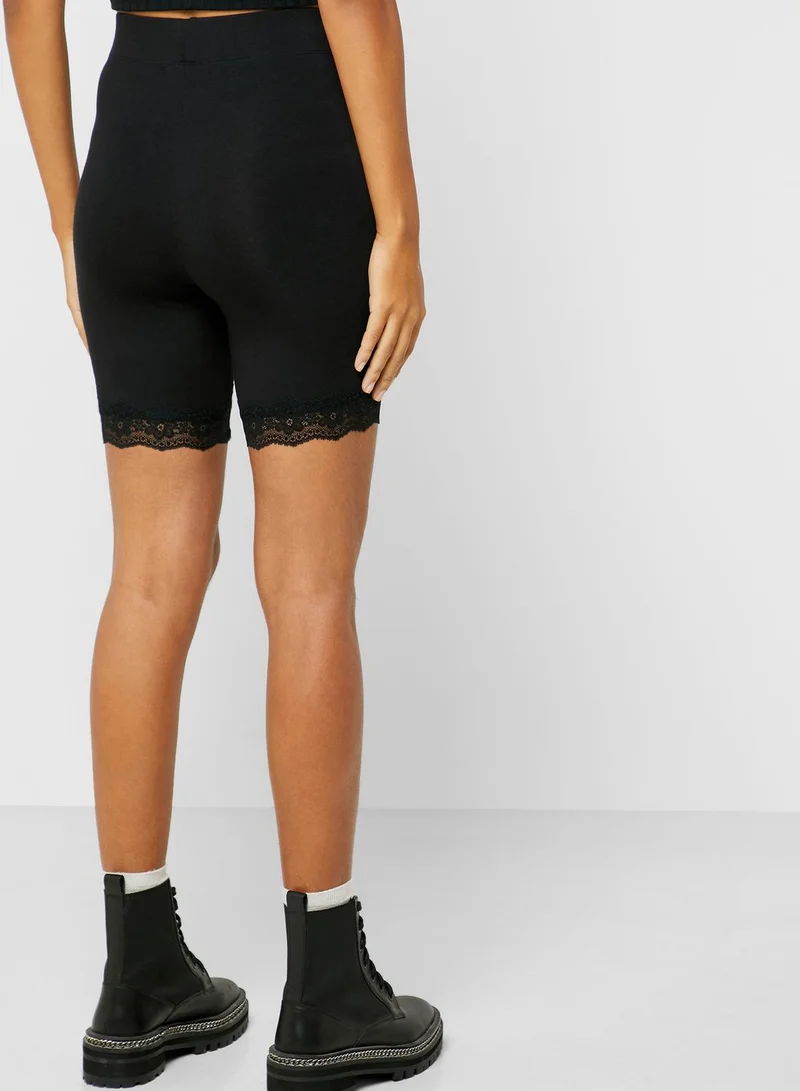FOREVER 21 Lace Trim Cycling Shorts