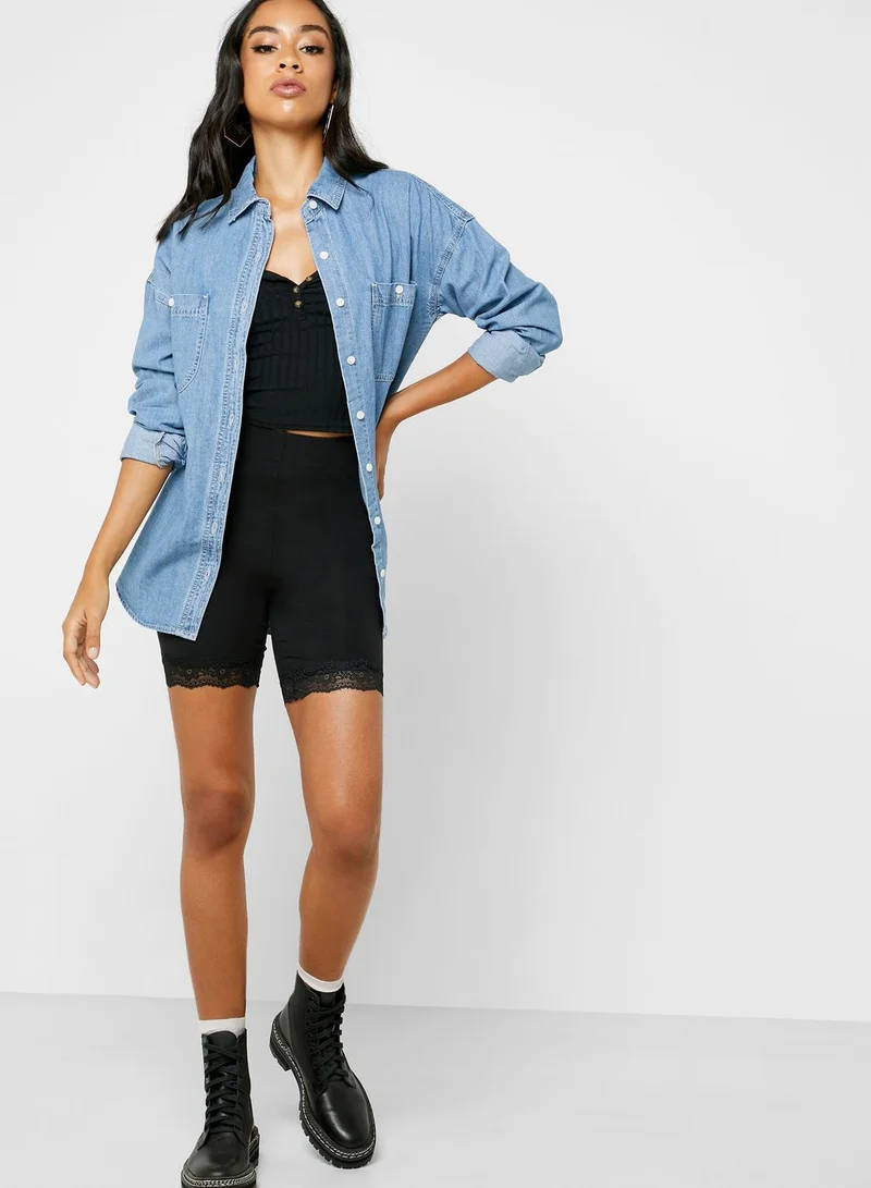 FOREVER 21 Lace Trim Cycling Shorts