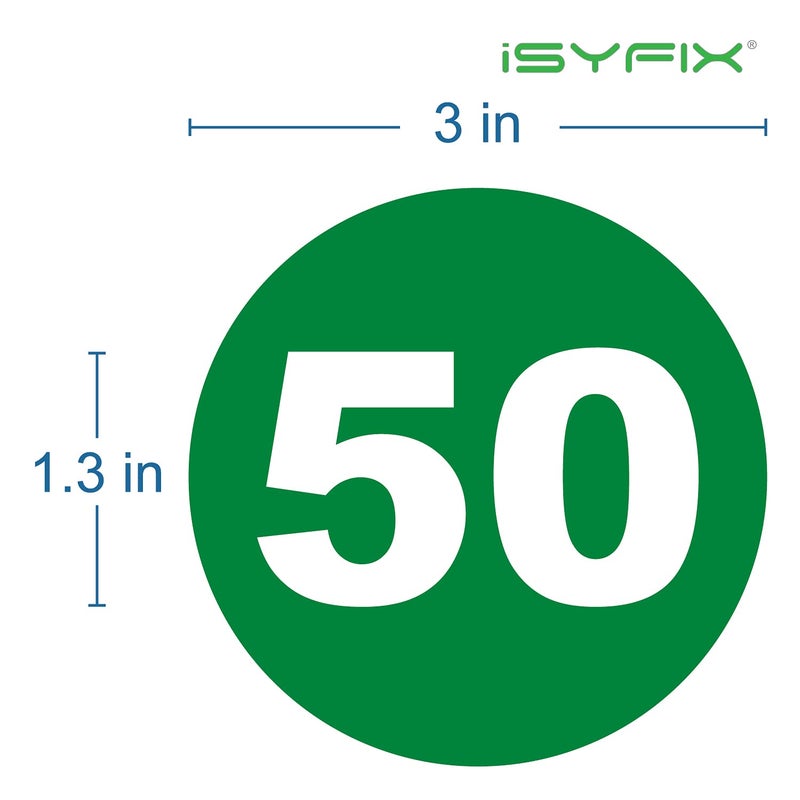 iSYFIX Green Consecutive Number Stickers â€“ 1 to 50, 3-inch, 1 Set â€“ Vinyl Self Adhesive Premium Decal, Ideal for Inventory, Storage, Organizing, Boxes, Bins, Toolbox, Lockers & More, Indoor/Outdoor - Image 2