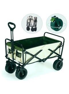 Generic Heavy Duty Shopping Trolley Folding Multi-Functional Portable Utility Wagon Beach Trolley Storage Basket Outdoor Camping Garden Cart with Adjustable Handle (ALL TERRAIN WIDE WHEELS - MULTICOLOUR)  - Image 4