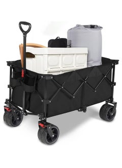 Generic Heavy Duty Shopping Trolley Folding Multi-Functional Portable Utility Wagon Beach Trolley Storage Basket Outdoor Camping Garden Cart with Adjustable Handle (ALL TERRAIN WIDE WHEELS - MULTICOLOUR)  - Image 1
