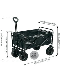 Generic Heavy Duty Shopping Trolley Folding Multi-Functional Portable Utility Wagon Beach Trolley Storage Basket Outdoor Camping Garden Cart with Adjustable Handle (ALL TERRAIN WIDE WHEELS - MULTICOLOUR)  - Image 2