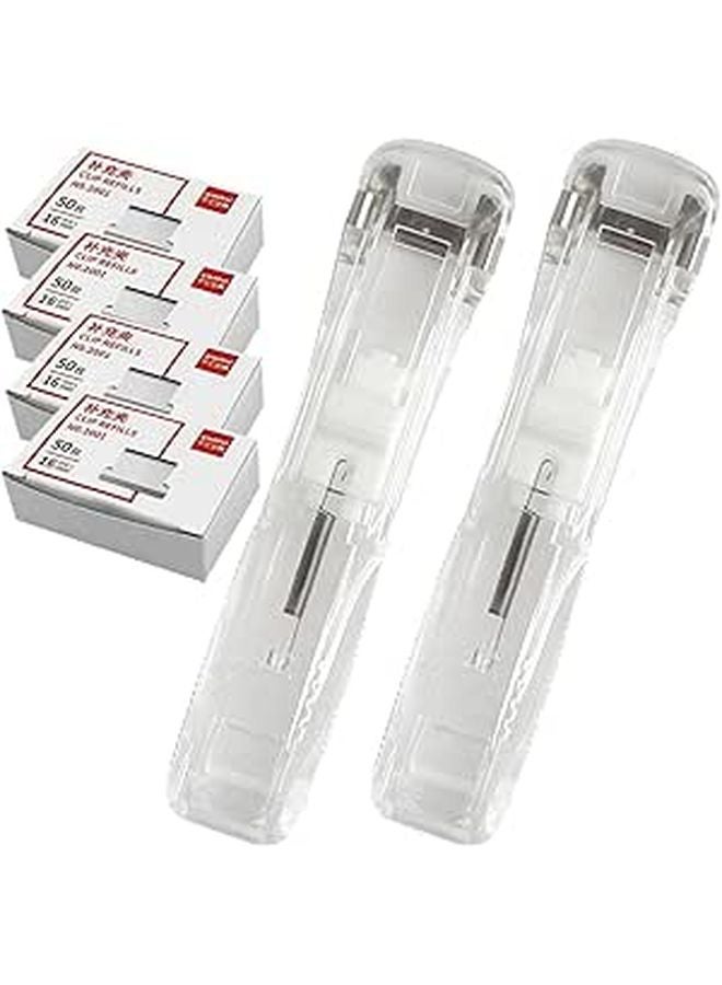 Refillable Desktop Stapler and Paper Clip Dispenser Set with 200 Clips Black - Image 1