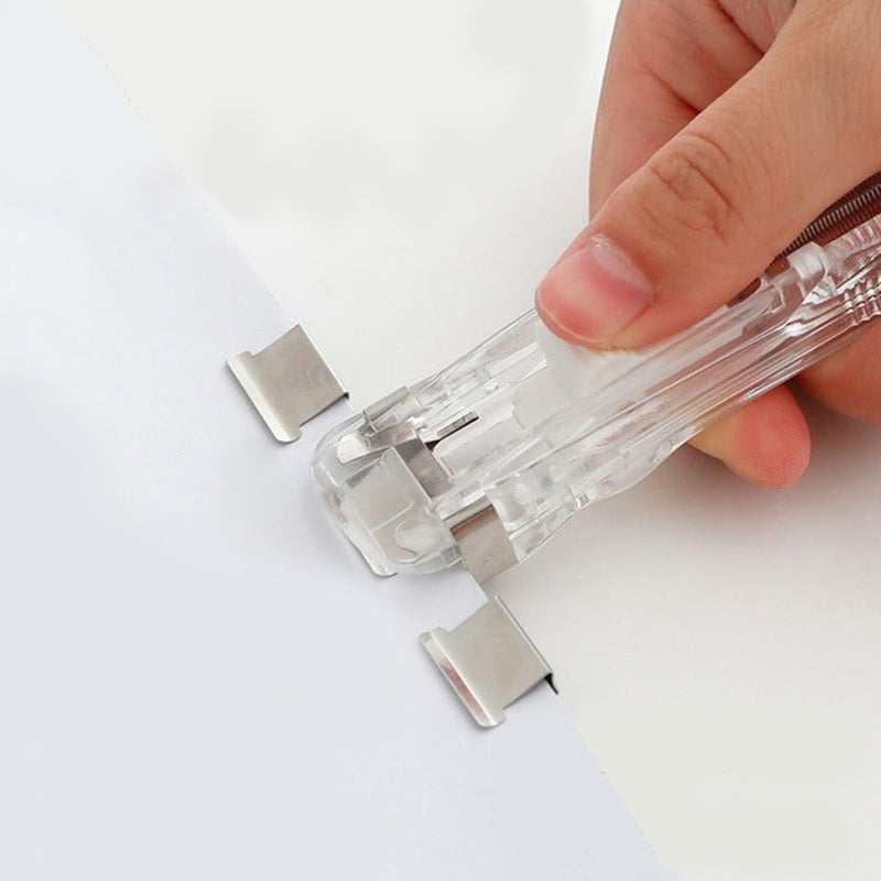 Refillable Desktop Stapler and Paper Clip Dispenser Set with 200 Clips Black - Image 5