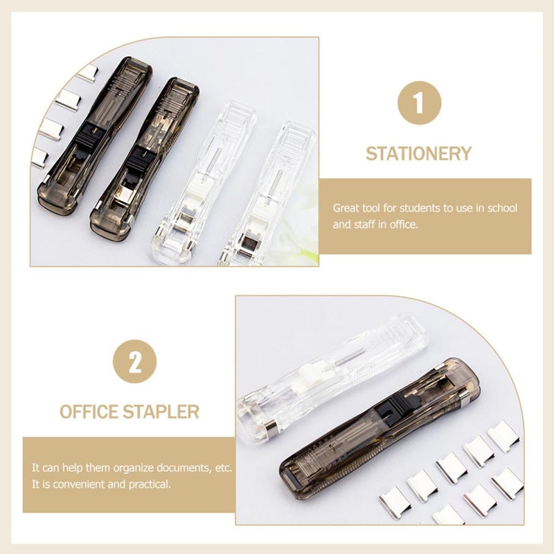 Refillable Desktop Stapler and Paper Clip Dispenser Set with 200 Clips Black - Image 4