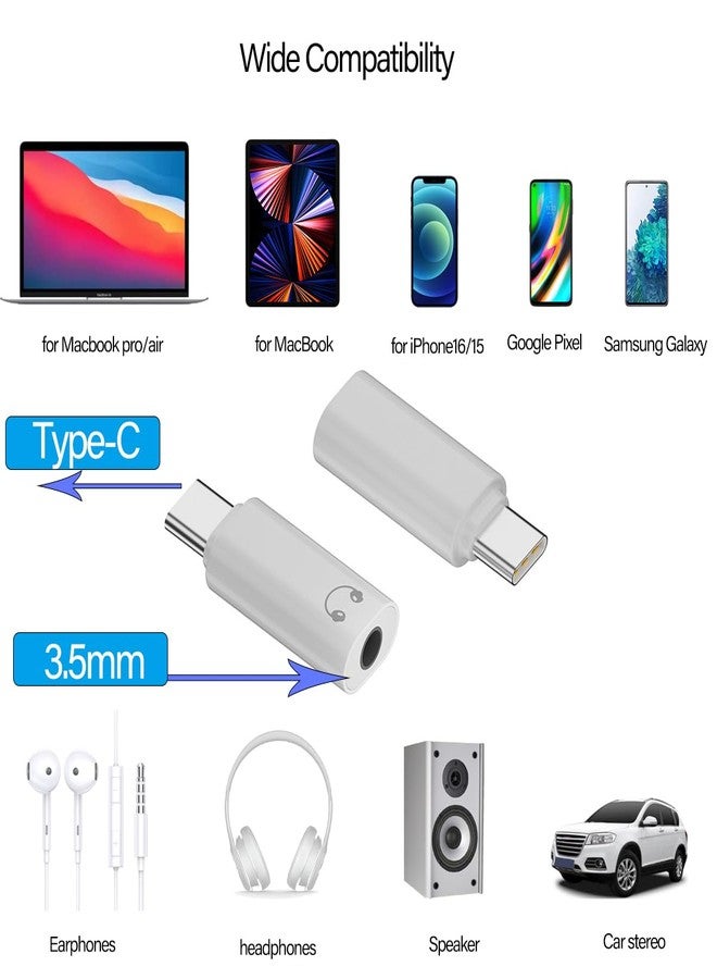 محول USB-C إلى مقبس سماعة رأس 3.5 ملم، محول صوت إلى USB-C، محول صوت من النوع C إلى AUX متوافق مع iPhone 16 Pro Max و15 Pro Max وSamsung Galaxy S24 وS23 وS22 وPixel وiPad Pro وMacBook (عبوتان) - Image 4
