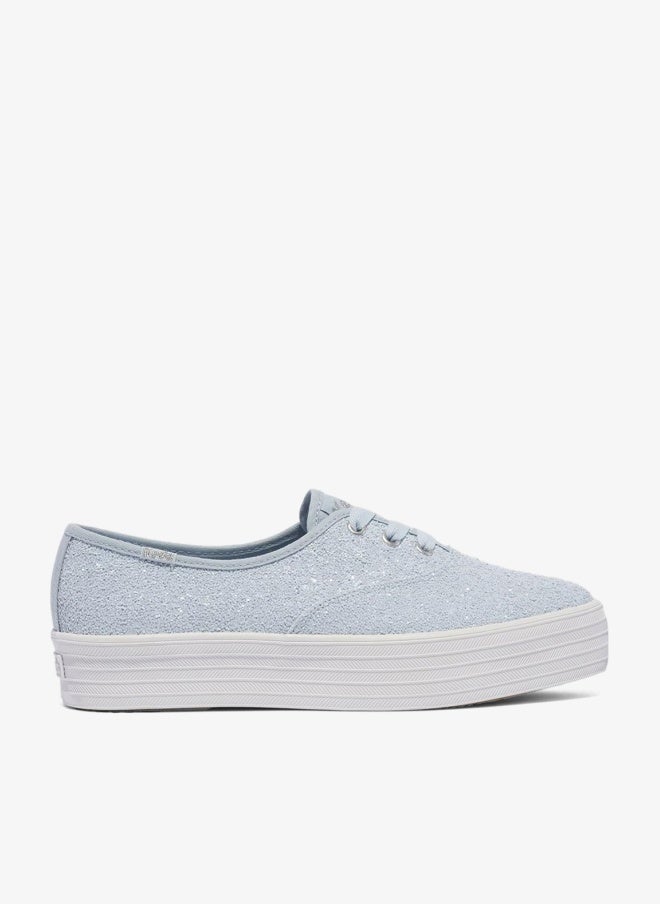 Keds Women's Point Lace Up Platform Glitter Textile Casual Sneaker Blue - Image 1