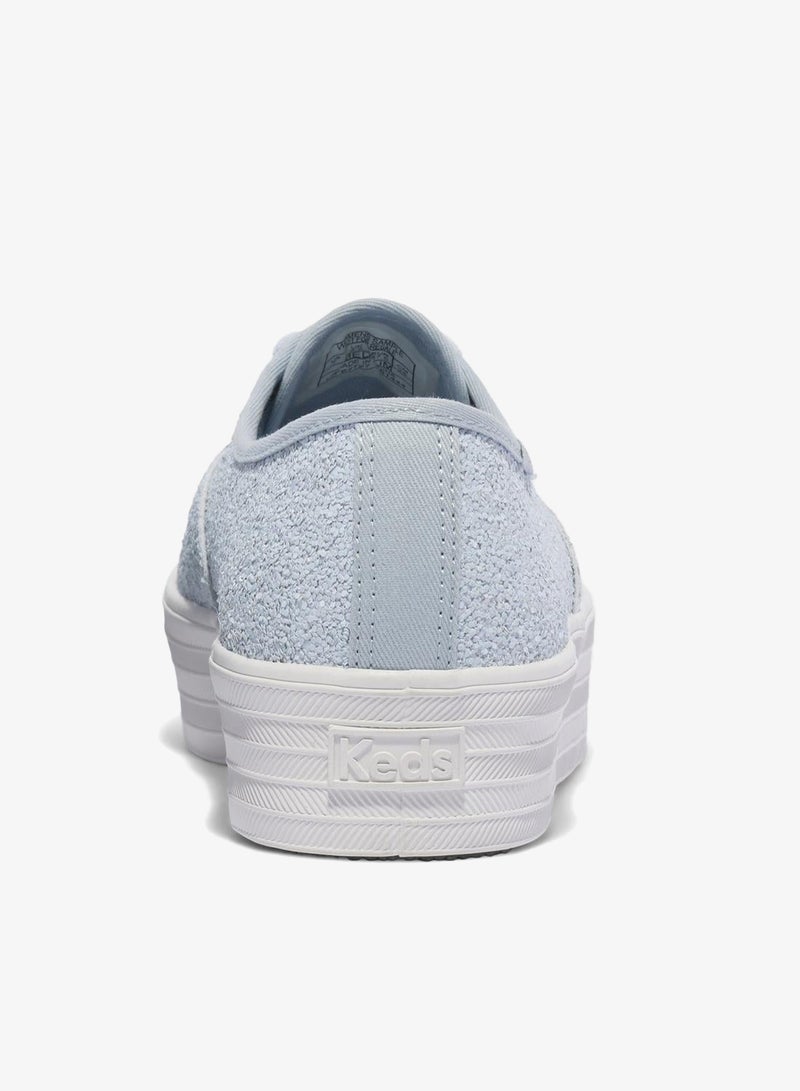 Keds Women's Point Lace Up Platform Glitter Textile Casual Sneaker Blue - Image 2