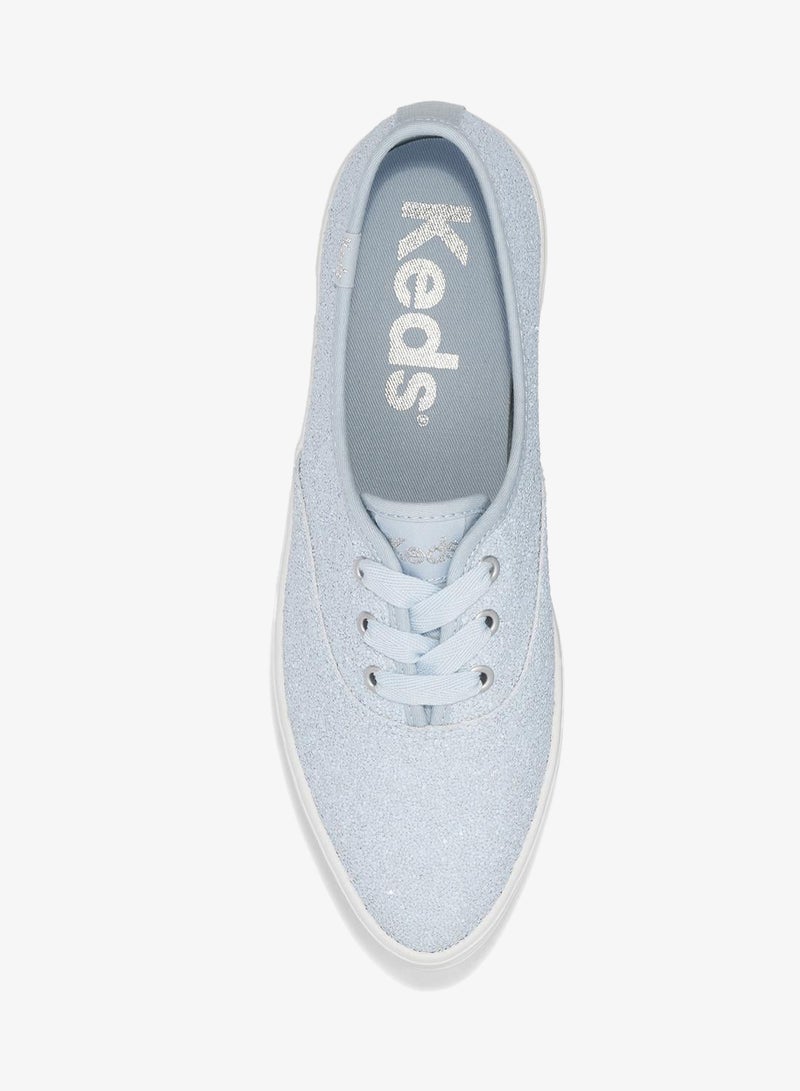 Keds Women's Point Lace Up Platform Glitter Textile Casual Sneaker Blue - Image 5