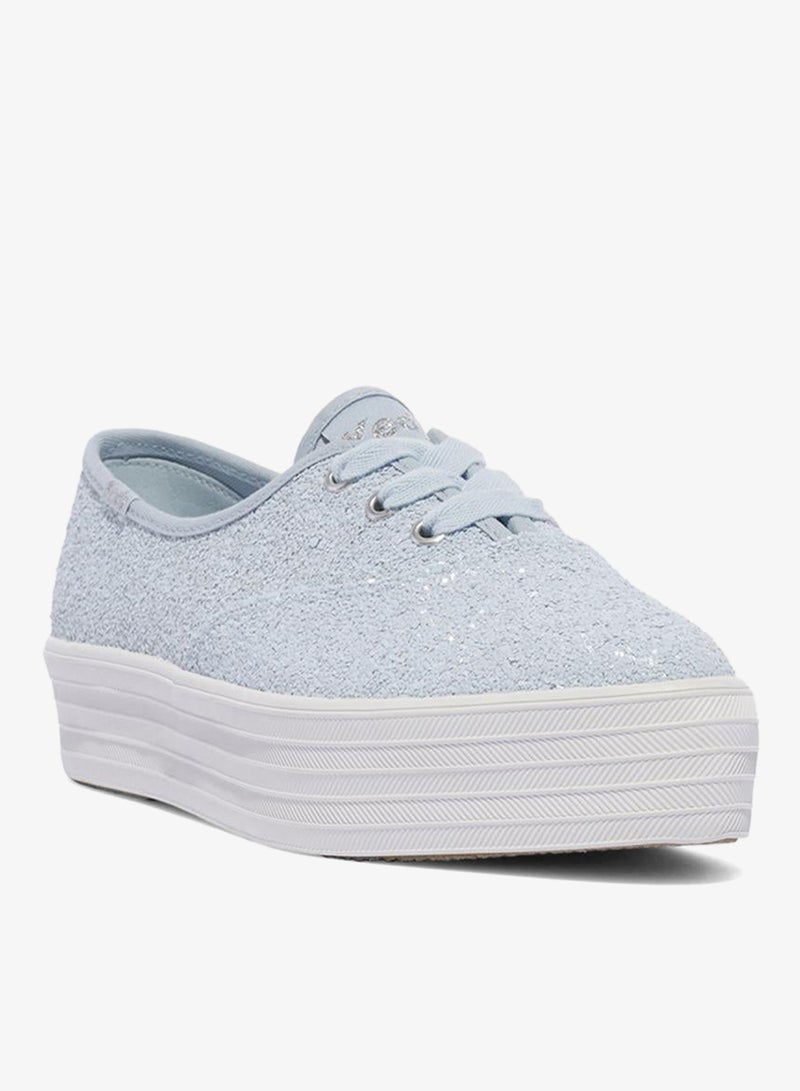 Keds Women's Point Lace Up Platform Glitter Textile Casual Sneaker Blue - Image 3