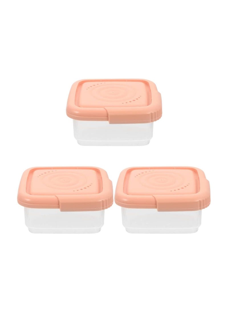 KASTWAVE - 3 Pcs Cheese Slice Storage with Lids, Lunch Meat Container for Refrigerator, Stackable Airtight Deli Meat Storage Box, Preserves Cheese's Freshness and Flavor (240Ml - Pink) - Image 1