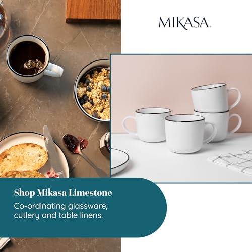Mikasa Limestone Porcelain Mug Set, 4X Porcelain Mugs with Black Rim for Tea and Coffee, 360ml| Gift Boxed & Dishwasher Safe - Image 5