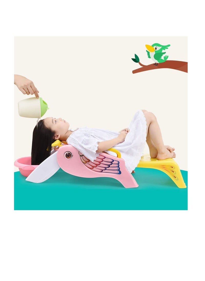 Generic - Children Shampoo Chair, Kids Foldable Shampoo Bath Seat Pink - Image 1