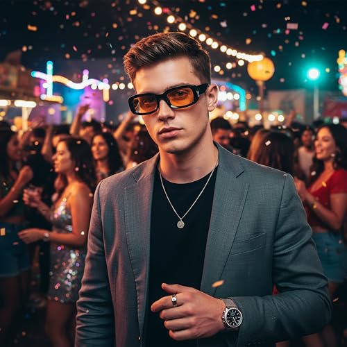 kimorn Retro Rectangle Sunglasses for Women Men Thick Frame Sun Glasses UV Protection Shades K1703 (Black/Orange) - Image 4