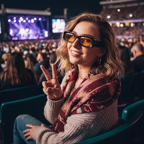 kimorn Retro Rectangle Sunglasses for Women Men Thick Frame Sun Glasses UV Protection Shades K1703 (Black/Orange) - Image 3