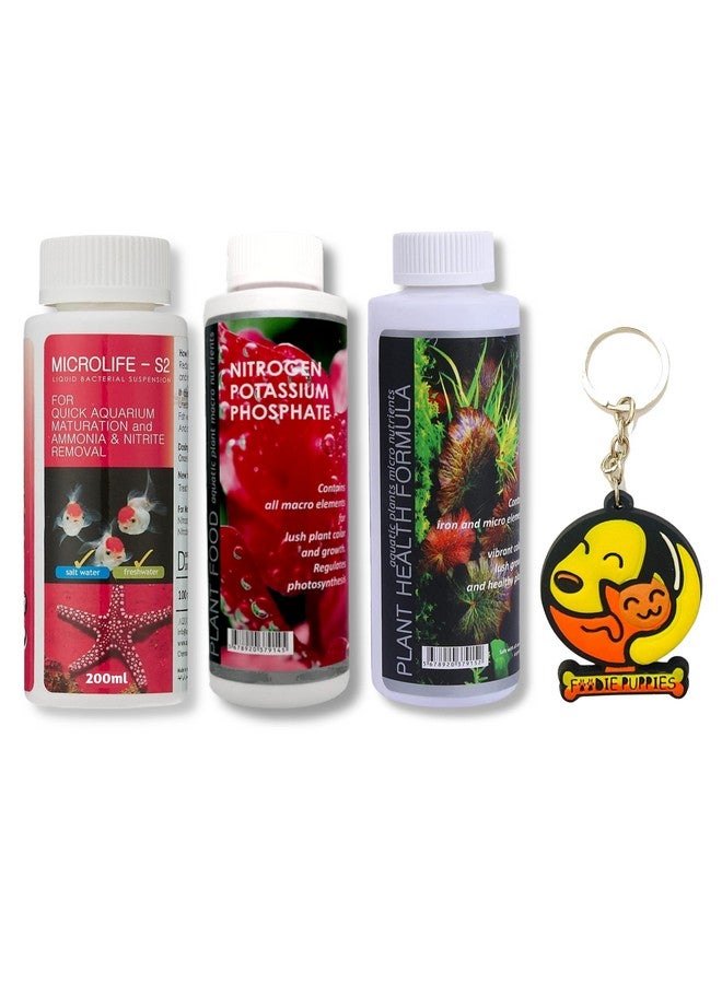 Generic Aquatic Remedies 3 In 1 Aquarium Medicine Combo - (Microlife S2-200Ml, Plantfood + Healthformula - 220Mleach) | Aquarium Plant Fertilizer | Suitable For Fresh Water With Free Key Ring  - Image 1