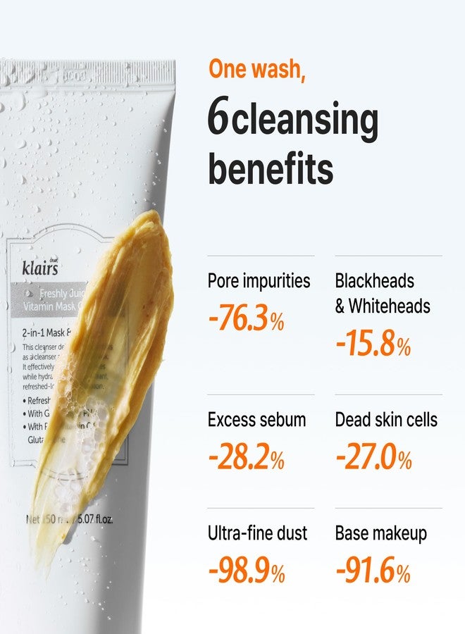 DearKlairs Freshly Juiced Vitamin Clay Mask Cleanser | Deep Pore Wash, Clear Radiant Skin, Glutathione, PHA, Niacinamide 0.67 Fl Oz - Image 3