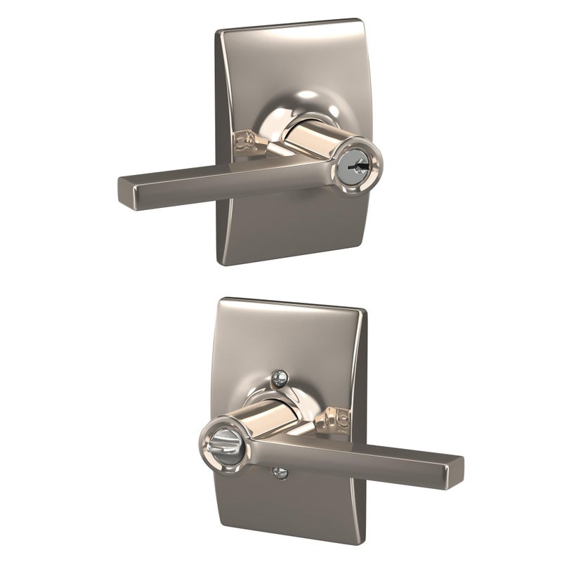 SCHLAGE F51A LAT 618 CEN Latitude Lever with Century Trim Keyed Entry Lock Polished Nickel - Image 2