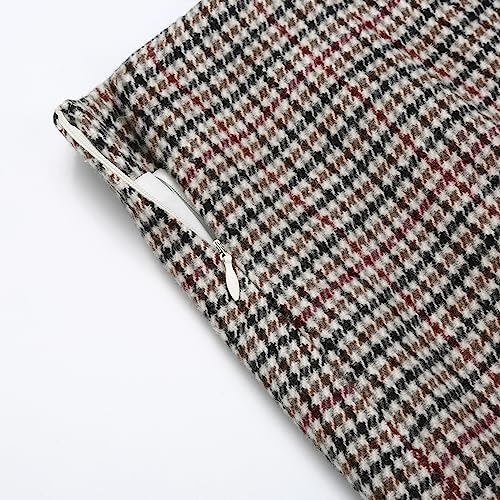 IDEALSANXUN Tweed Skirt for Women 2026 High Waisted Pencil Fall Winter Short Mini Plaid Skirts, Grid Multicolor, L - Image 3