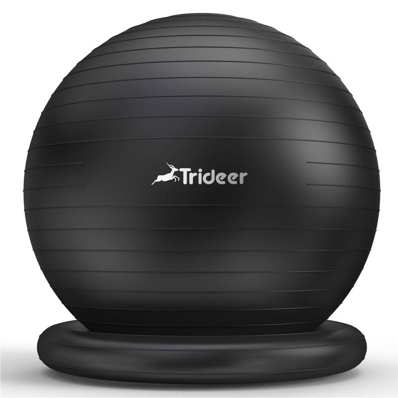 Trideer Exercise Ball for Office Desk, Yoga Ball Chair to Relieve Back Pain, Stability & Fitness Ball Seat with Base, Home Gym Core Workout, Abs, Stretching & Therapy - Image 1