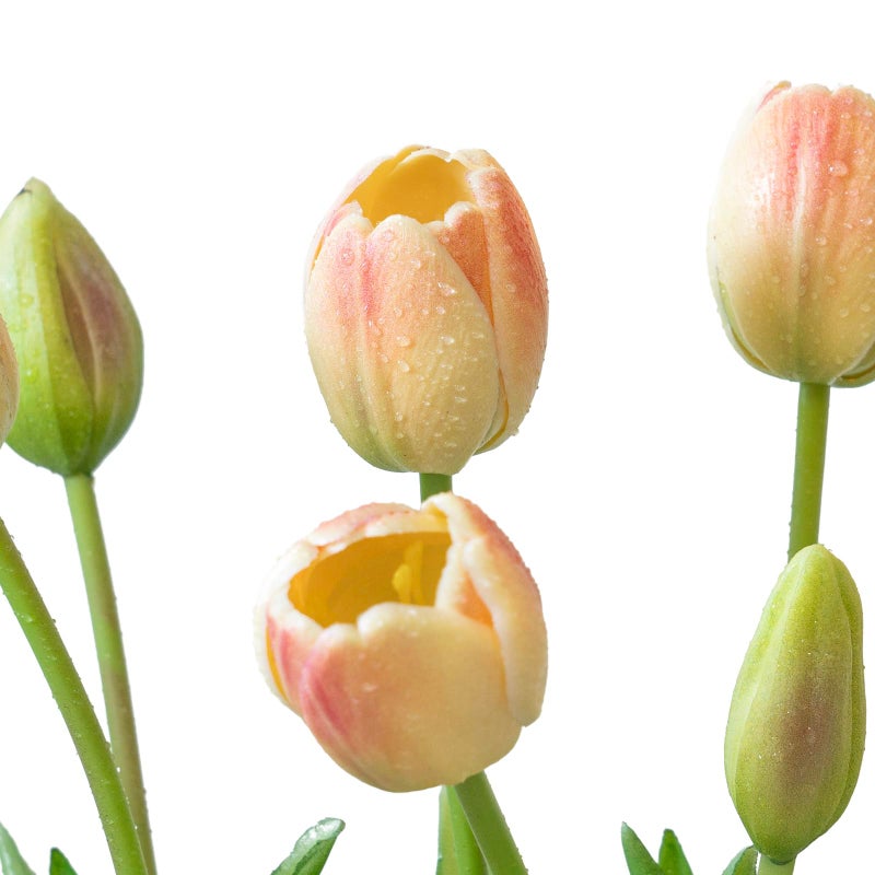 DUYONE 15pcs Artificial Tulips Flowers, Latex Bouquet, Fake Tulips for Office Wedding Party Home Kitchen Garden Decoration-B Pink Champagne - Image 4