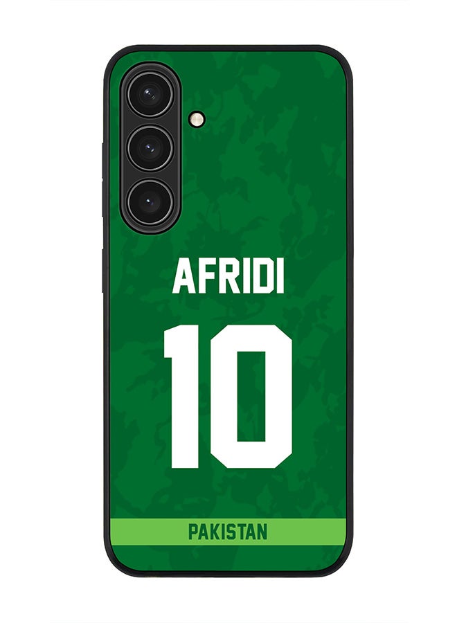 Stylizedd Rugged Black edge case for Samsung Galaxy S24 Plus, Slim fit Soft Case Flexible Thin Cover- Team Pakistan AFRIDI, Jersey No 10 - Image 1