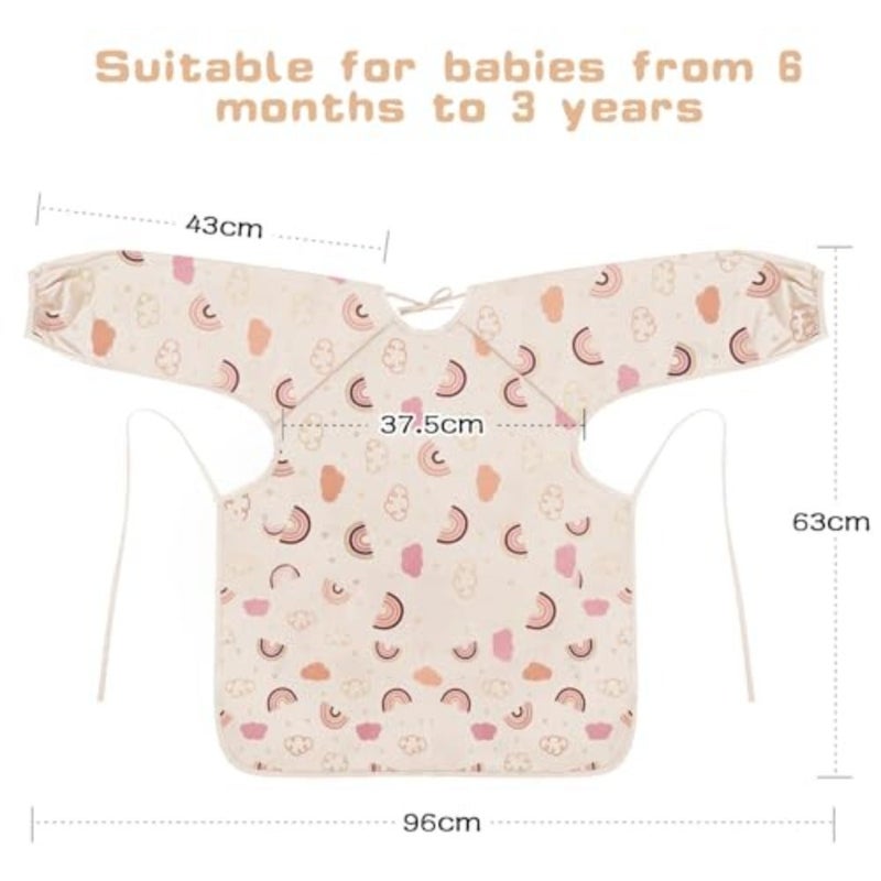 مريلة تغذية الأطفال من Vicloon Coverall، مريلة الفطام تُعلق على الكراسي العالية والطاولات، مريلة طويلة الأكمام مقاومة للماء ومريحة ويمكن غسلها في الغسالة، ومناسبة للأطفال من سن 6 أشهر إلى 3 سنوات، وردي - Image 2