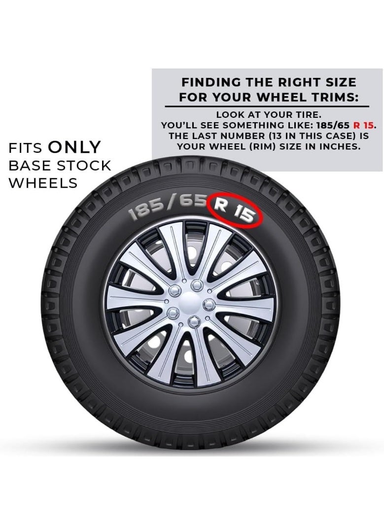 SHEZA STAR Car Wheel Covers, Silver and Black, Two-Tone Design, Set of 4 - Image 3