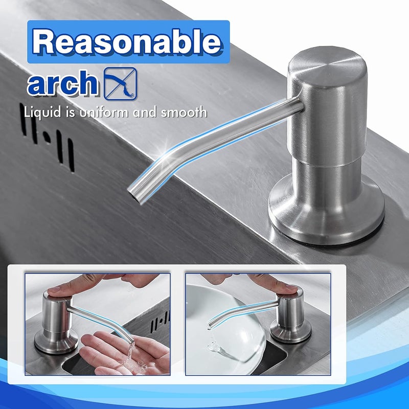 WEWE Built in Soap Dispenser for Kitchen Sink, Stainless Steel Brushed Nickel in Counter soap Dispenser Refill from The Top 10oz Large Liquid Bottle - Image 2