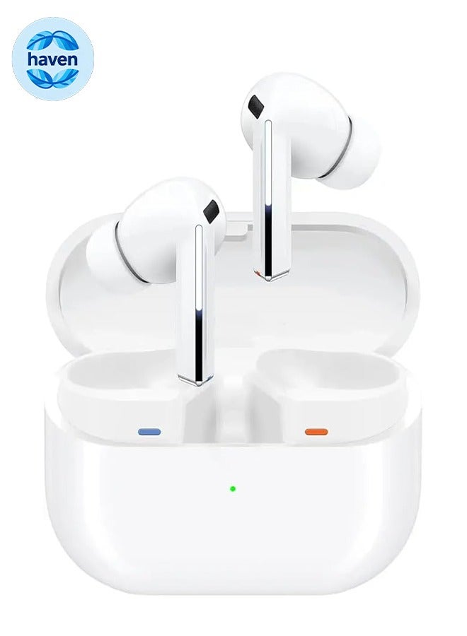 3 Pro Wireless Bluetooth Headphones, Wireless In-Ear Headphones, Smart Noise-Cancelling Sports Headphones, USB-C Charging Case, Compatible with Android and Samsung Smartphones - White