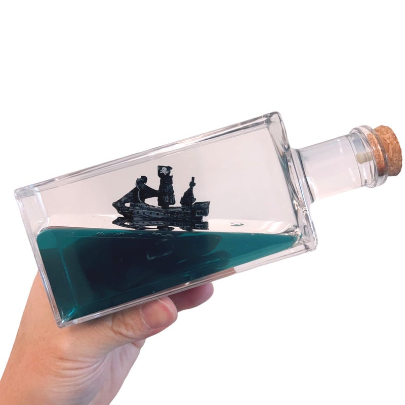 ZEshops Unsinkable Black Pearl Pirate Simulator - Wavey Boat in a Box Liquid Wave Cruise Fluid Ship Decoration - Ornament for Car, Desk, and Gifts (Black Pearl Cruise) - Image 1