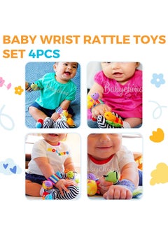 Rokigo Baby Wrist Rattle Foot Finder Socks 4Pcs,Newborn Sensory Learning Toys for 0-3-6-12 Months, JOMWEN Cartoon Animal Rattles Tummy Time Toy Gift for Baby Boy Girl, Hand Bracelet Rattle Foot Socks-Bees  - Image 5