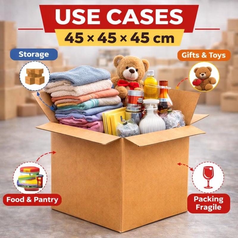 AL FAKHAMA 1 Pack 45×45×45 cm 5 Ply Heavy Duty Corrugated Cardboard Shipping Box - Image 4